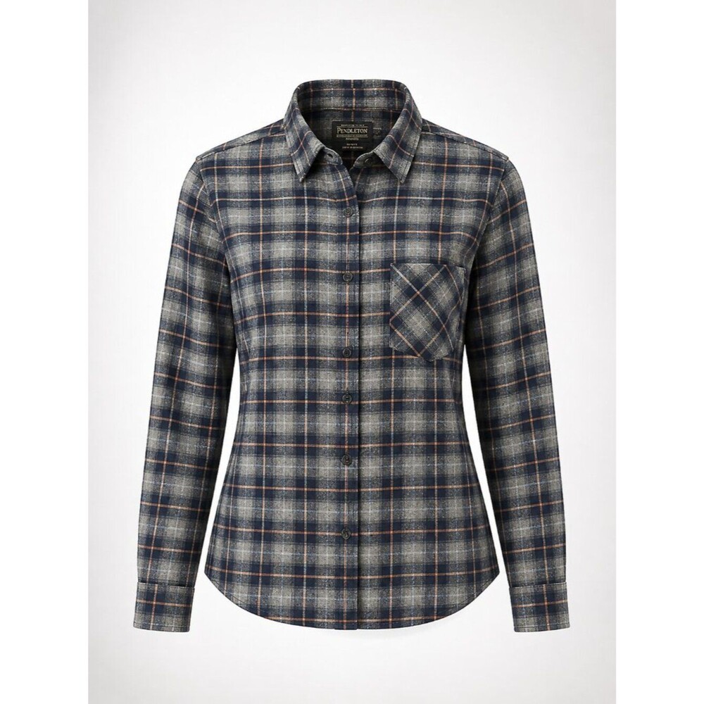 Pendleton Women's Gray Plaid Flannel Shirt L